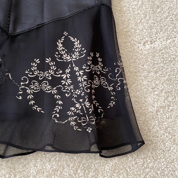 Alfani 100% Silk Embellished Lined Black Patterned Skirt - Picture 8 of 13